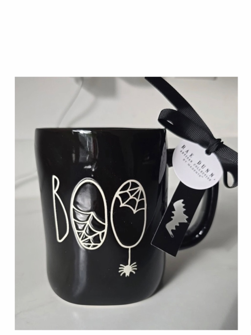 NEW Rae Dunn BOO! Black Halloween Mug With Spider & Spiderwebs 🕷️